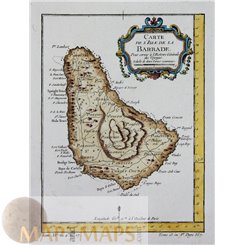 Barbados Caribbean Carte de L’Isle de la Barbade Bellin map 1754