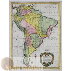 South America,antique map L'Amérique Meridiona