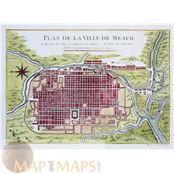 Japan print. Kyoto Japan Plan de la Ville Meaco Bellin 1754