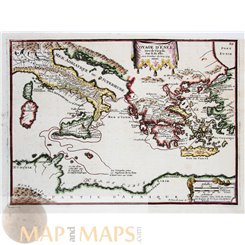 Voyage d'Eneé, Italy, Sicily, Greece Old map Nicolas de Fer 1705
