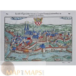 La Ville d’ Eger Bohemia Old woodcut Eger Cheb-Czech Republic Seb. Munster 1552