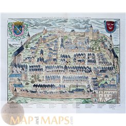 Châteaudun France, Historical map La Ville de Chastiaudun, Belleforest 1575