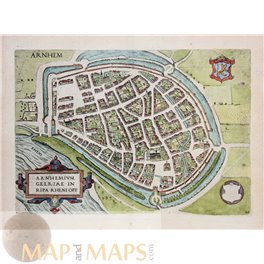  Arnhem old antique map: Arnhemium Gelriae Giucciardini 1613