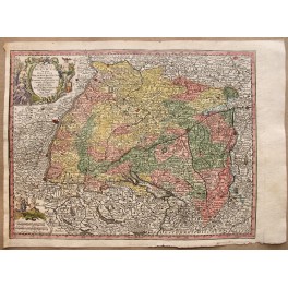 1744 Radierungen Schwaben Karte, Deutschland, Schweiz, von Seutter