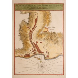 Fort St. Philippe, St Yago,Antique Map Bellin 1750
