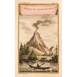 Volcanoes of Kamchatka peninsula Russia Old print Prevost 1770