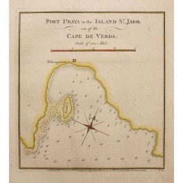 Porto Praya, Insel Santiago, antiken Karte 1777, Darwin