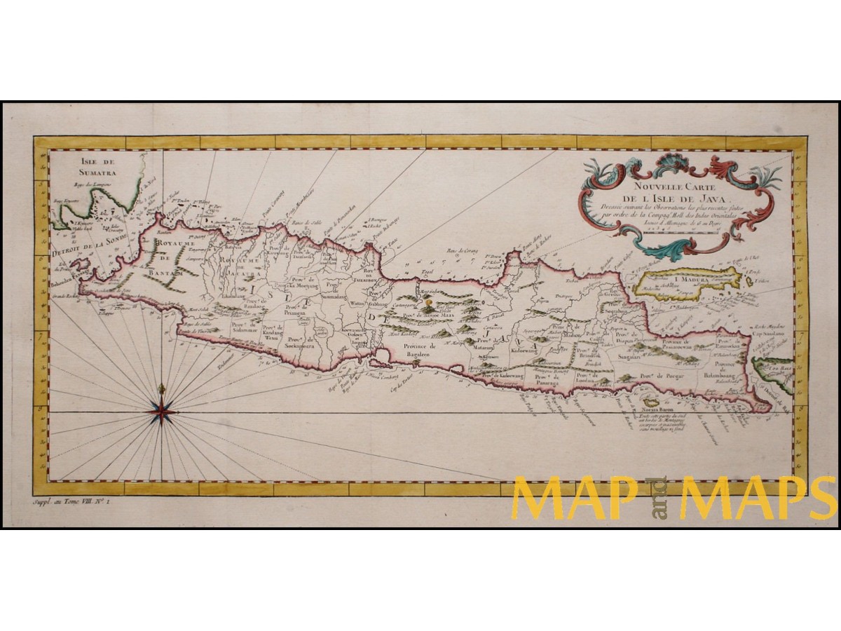 Java Madura Islands Indonesia Colonial antique map by Bellin 1758 ...