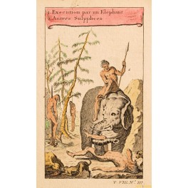 Execution by an Elephant - old print by Bellin print 1750